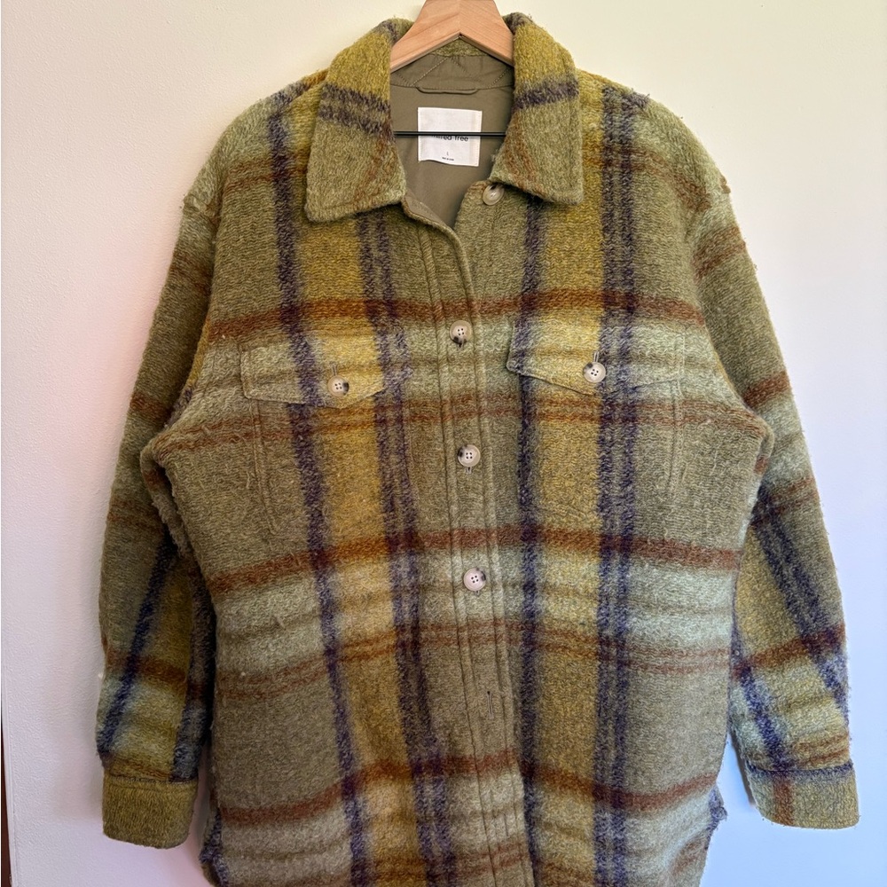 Wilfred Olive Plaid Teddy Jacket